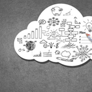 Benefits for organizations to adopt the cloud visualized through physical cloud art.