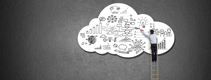 Benefits for organizations to adopt the cloud visualized through physical cloud art.