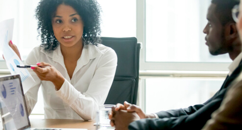 woman providing IT consulting to a business