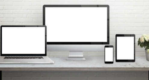 different endpoints on a desk laptop desktop phone tablet