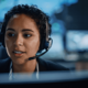 Woman technician in security room